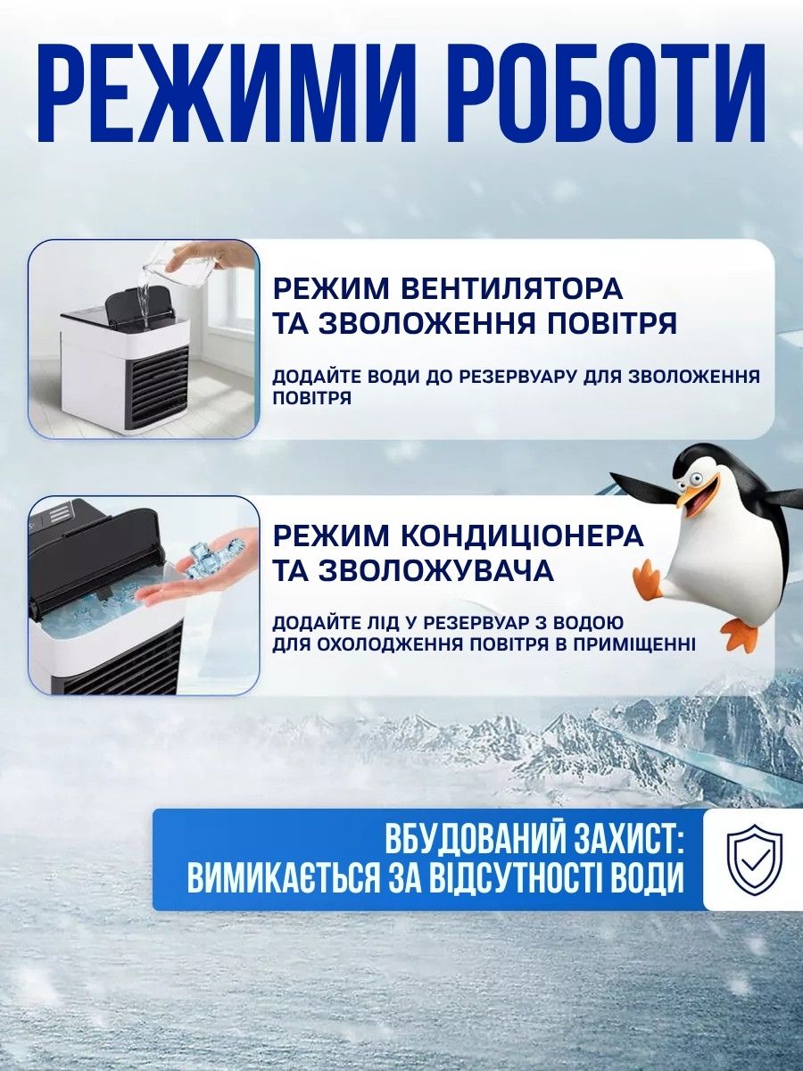 Портативний охолоджувач повітря з USB-живленням